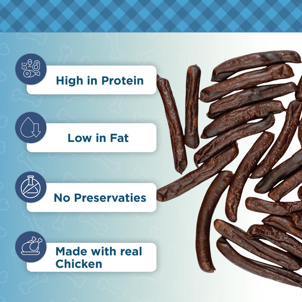 Country Living 4”-5” Beef Flavored Chicken Sausage Dog Treats – 15 Count Bag – Soft & Chewy, High-Protein Training & Reward Treats – Grain-Free, No Artificial Flavors or Preservatives