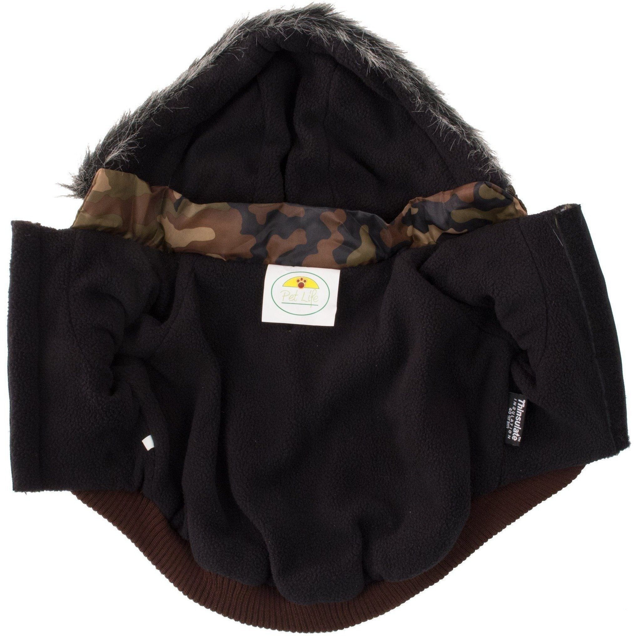 Pet Life ® Classic Metallic Fashion 3M Insulated Dog Coat Parka  w/ Removable Hood